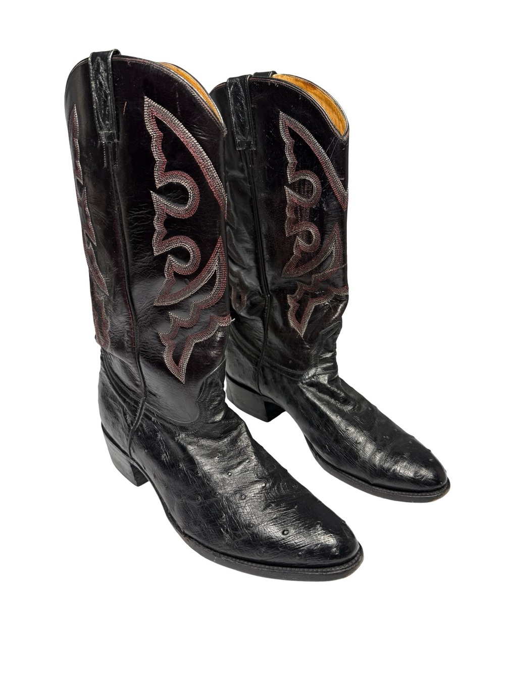 Longhorn Mens 12 EE Black Ostrich Cowboy Boots Western Rodeo Ranch Hand Crafted